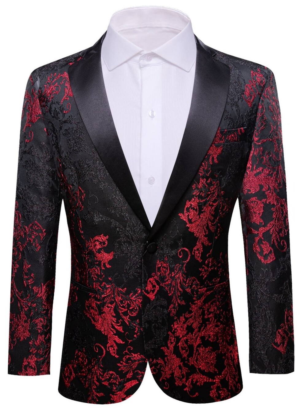 Stylish Black and Red Patterned Blazer